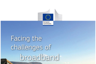Das Bild zeigt das Cover des BCO-Praxis-Handbuchs der Europäischen Kommission und trägt des englischen Titel "Facing challenges of broadband deployment in rural and remote areas. A handbook for project promoters and policy makers".