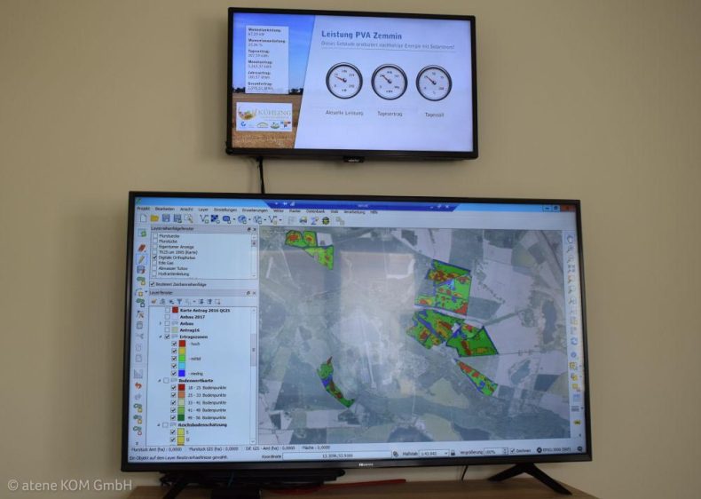 Das Bild zeigt einen Monitor, auf dem die Prozesse auf dem Hof der Josef Kühling GbR digital überwacht.