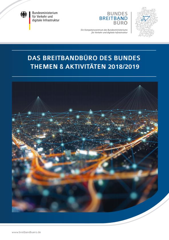 Cover Bericht zu den Themen und Aktivitäten des Gigabitbüros des Bundes 2018/19
