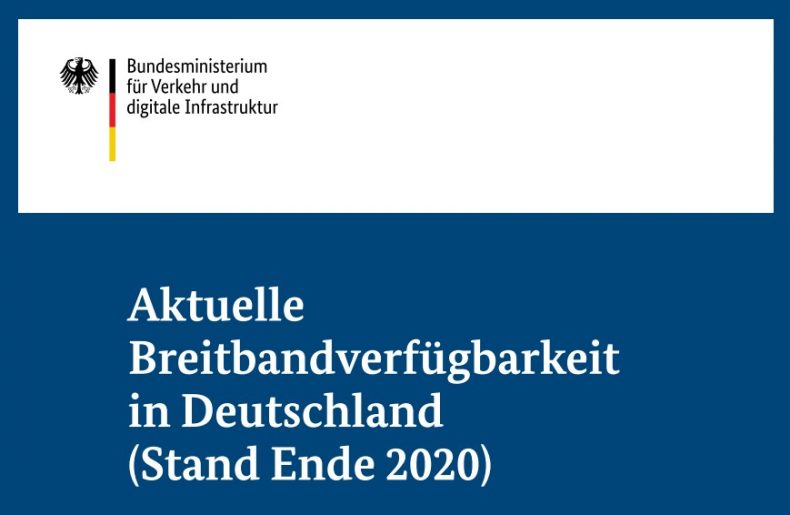 Das Bild zeigt das Cover des Kurzberichtes zur Breitbandverfügbarkeit mit Stand Ende 2020