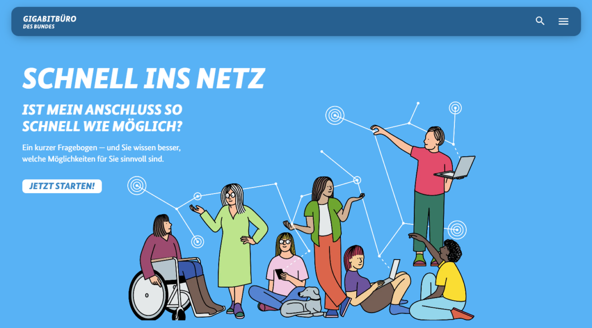 Startseite von "Schnell ins Netz"